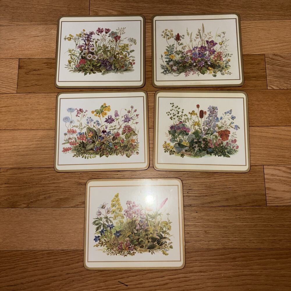 Pimpernel Floral & Garden Cork Back Trivets Set of 5 Rectangular Multicolor